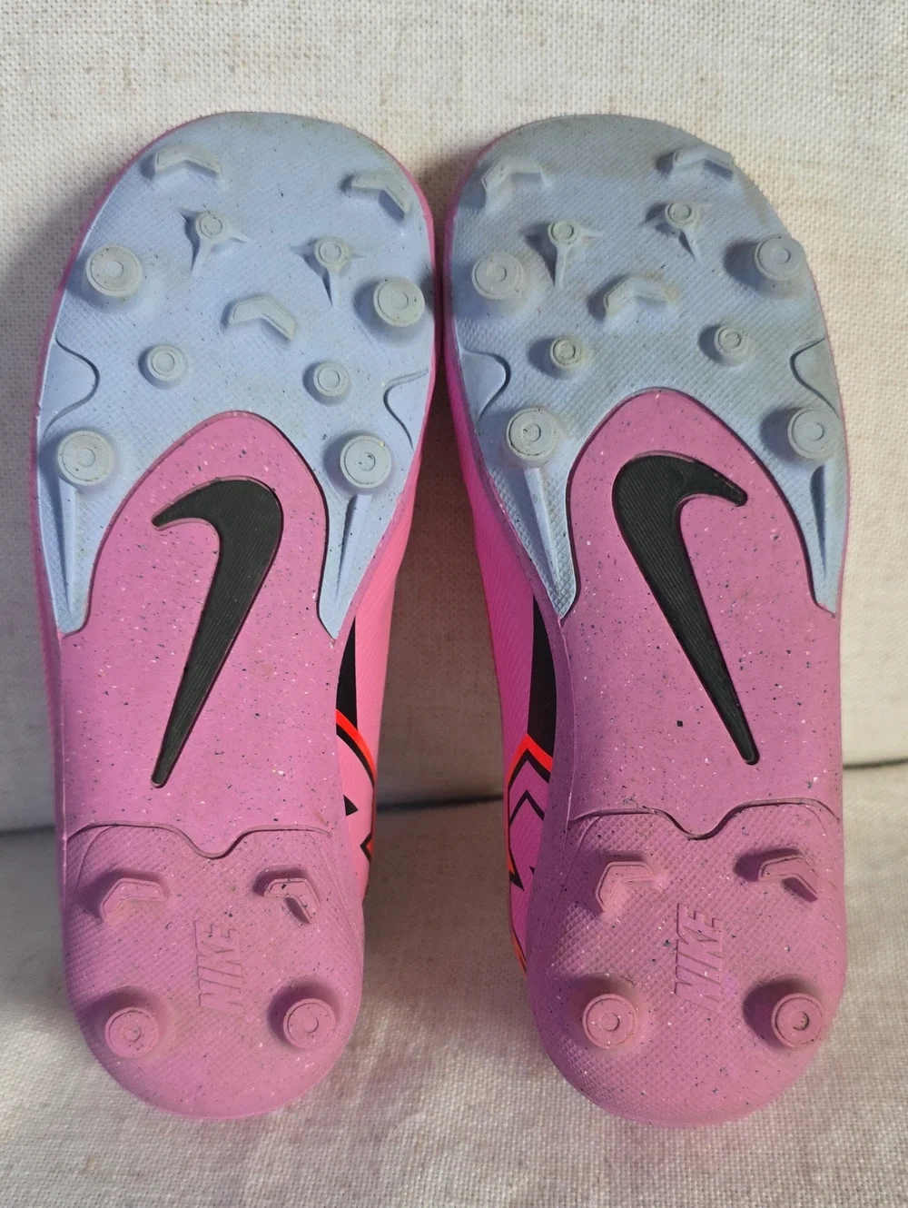 Nike Kids': Mercurial- Pink Soccer Sneakers with Orange Swoosh